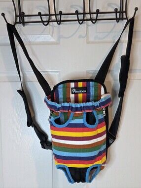 Pawaboo Pet Backpack Carrier with Rainbow Stripes Size Large